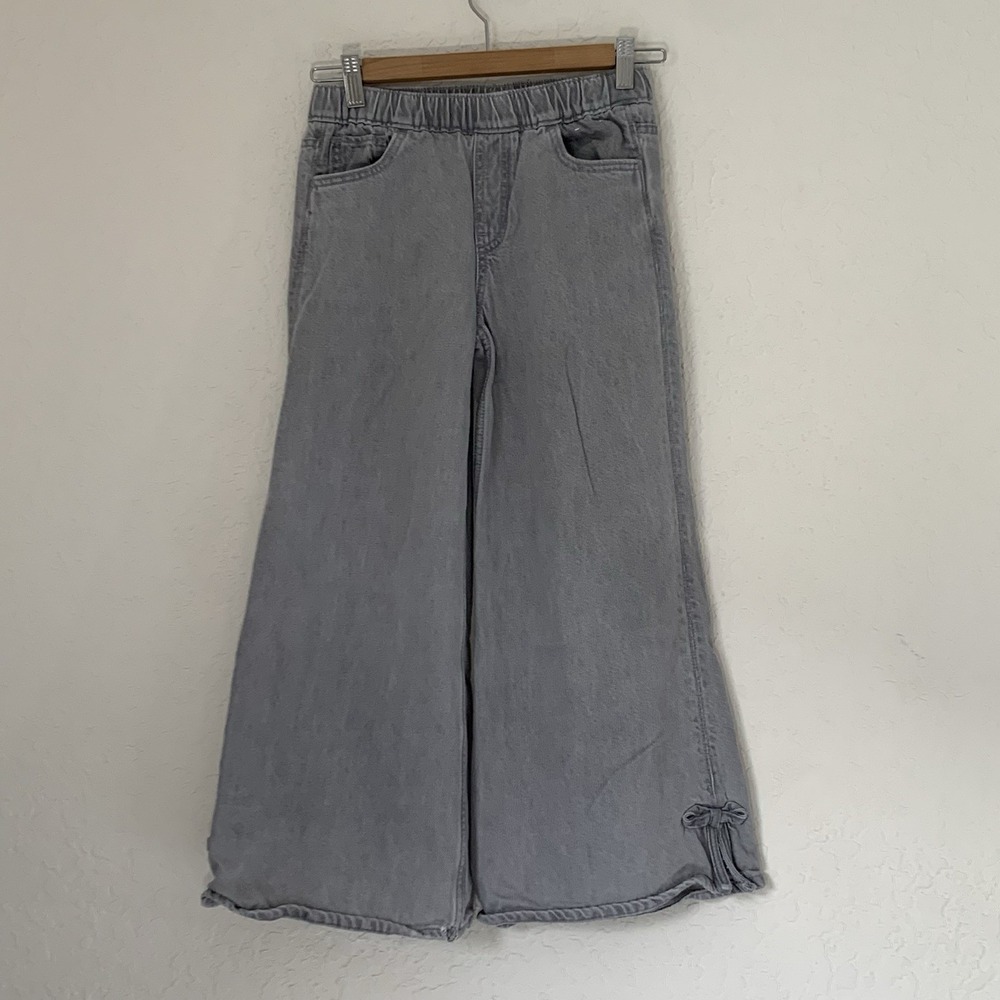 GAP Baggy Jeans Girl M Grey High Rise Wide Leg Adjustable Y2K-Style Casual Comfy